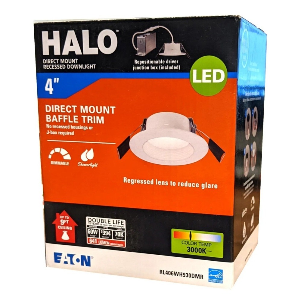 Halo 4" LED Dimmable‎ Damp Rated Direct Mount Recessed Light